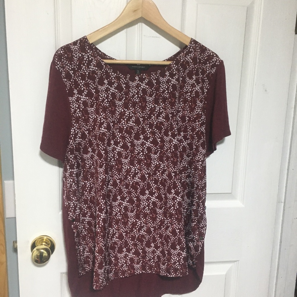 Banana Republic Burgundy Patterned Blouse